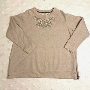 Soft Surroundings Cutout Pull Over Tan Crewneck Sweatshirt Plus Size 2X